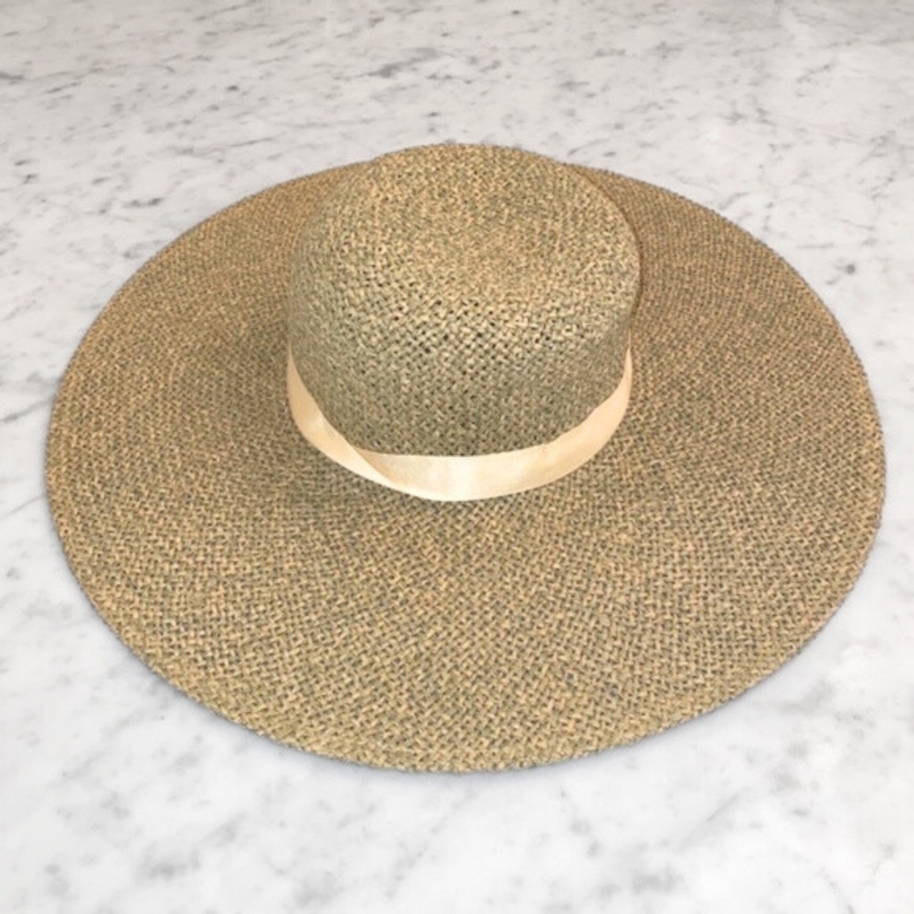 NEW Nordstrom Floppy Straw Sun Hat Natural Combo - Picture 3 of 10
